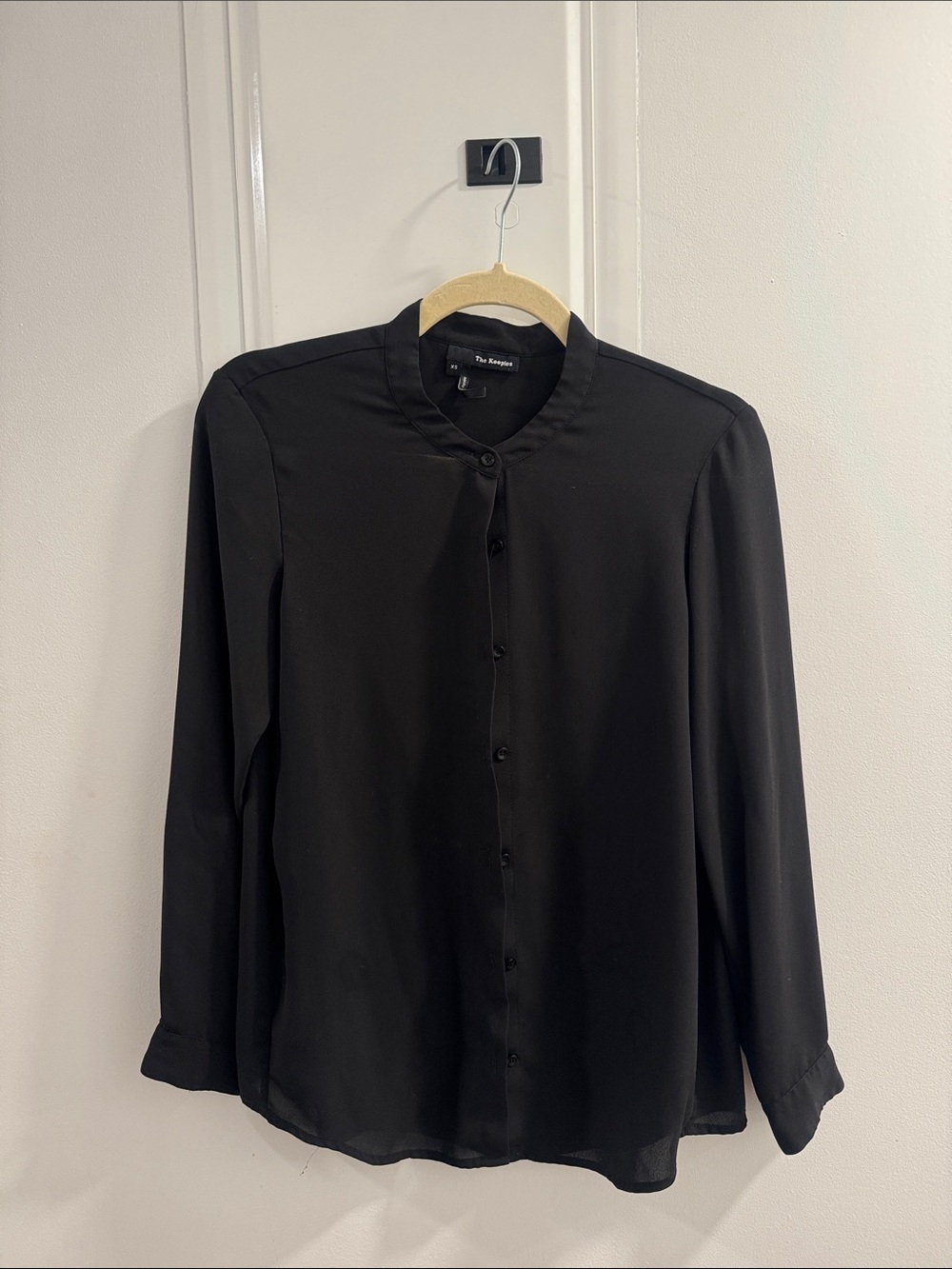 The Kooples Black Mandarin-Collar Button-Down Blouse